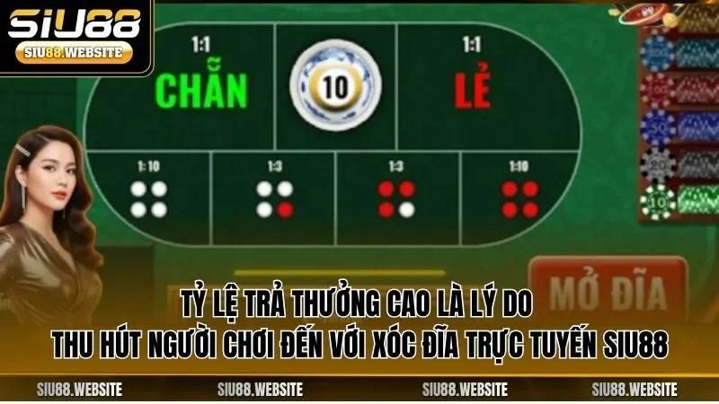Tỷ lệ trả thưởng cao là lý do thu hút người chơi đến với xóc đĩa trực tuyến SIU88